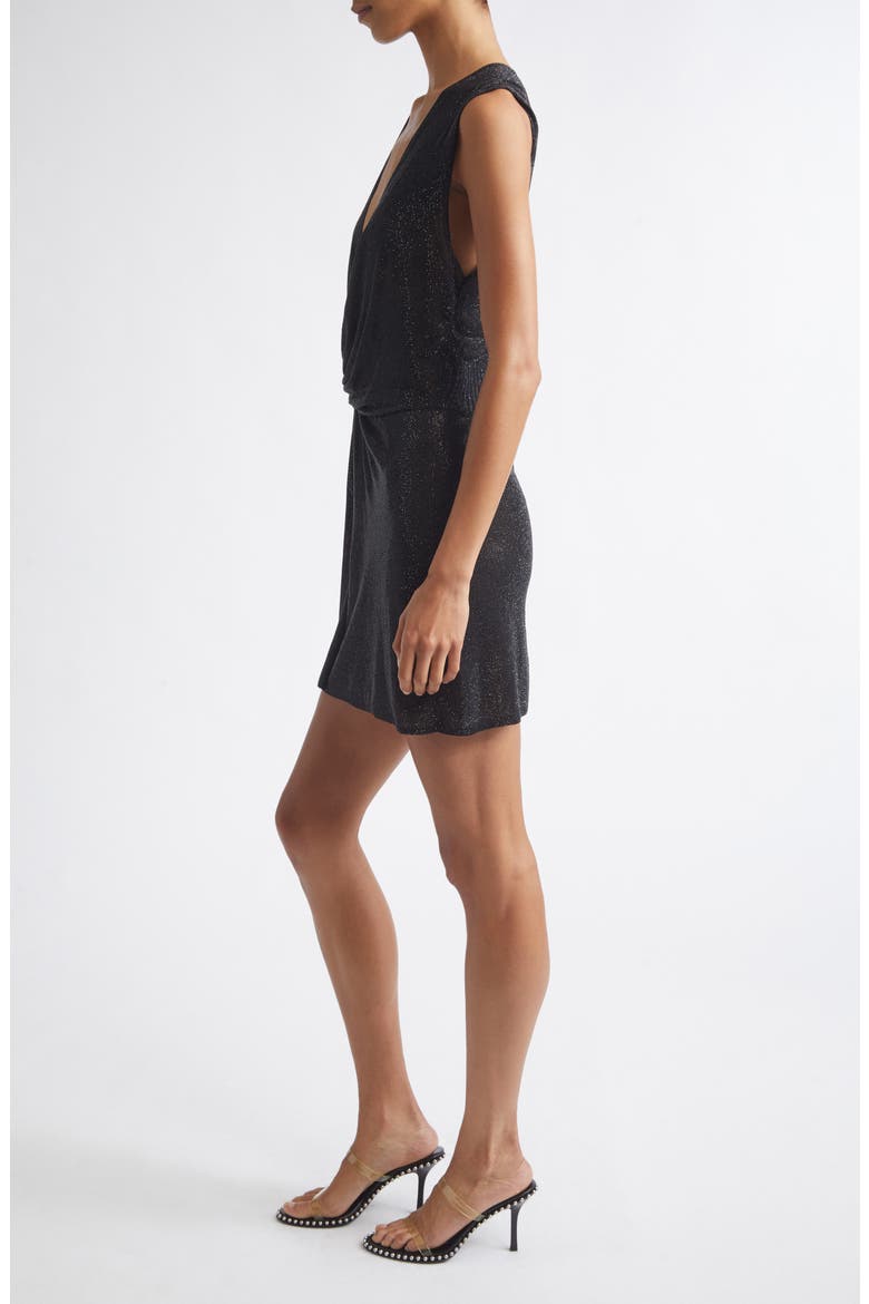 Knotted Deep V Minidress, Alternate, color, BLACK