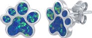 SIMONA Sterling Silver & Opal Paw Stud Earrings.