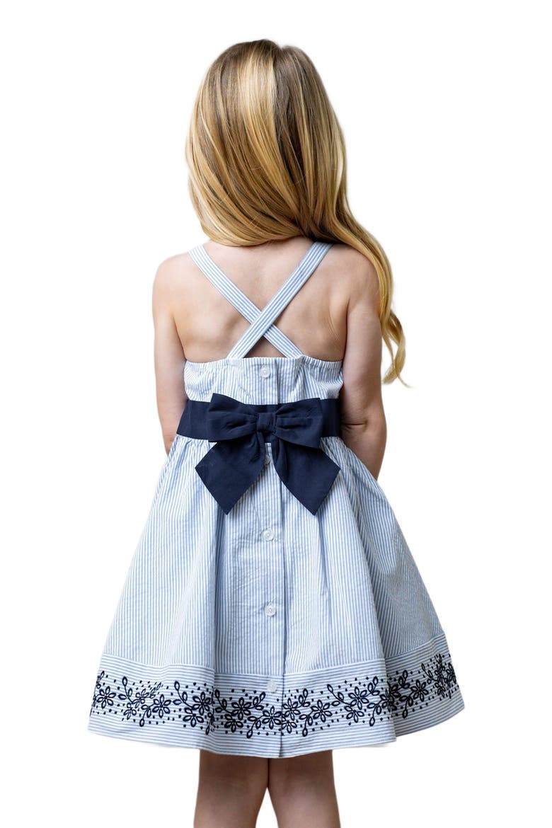 Girls' Organic Embroidered Special Sundress, Kids, Alternate, color, Blue Seersucker