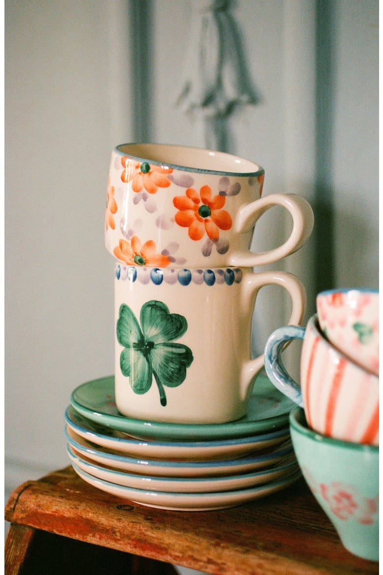 Set of 6 Hand-Painted Ceramic Mugs, Alternate, color, MULTI