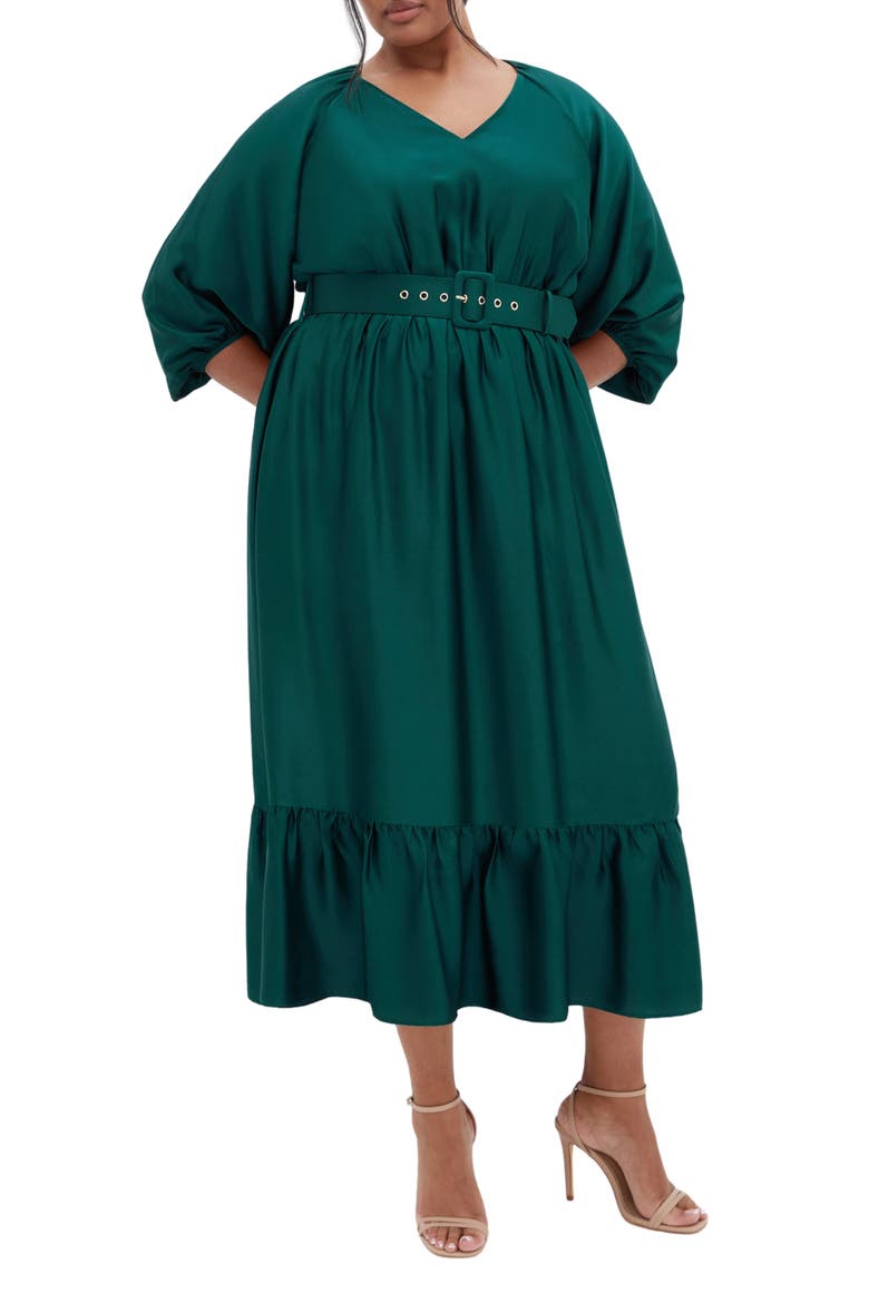 Betty Belted Midi Dress, Main, color, JADE