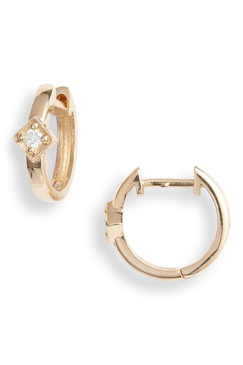Cleo Diamond Huggie Hoop Earrings, Main, color, GOLD/ DIAMOND