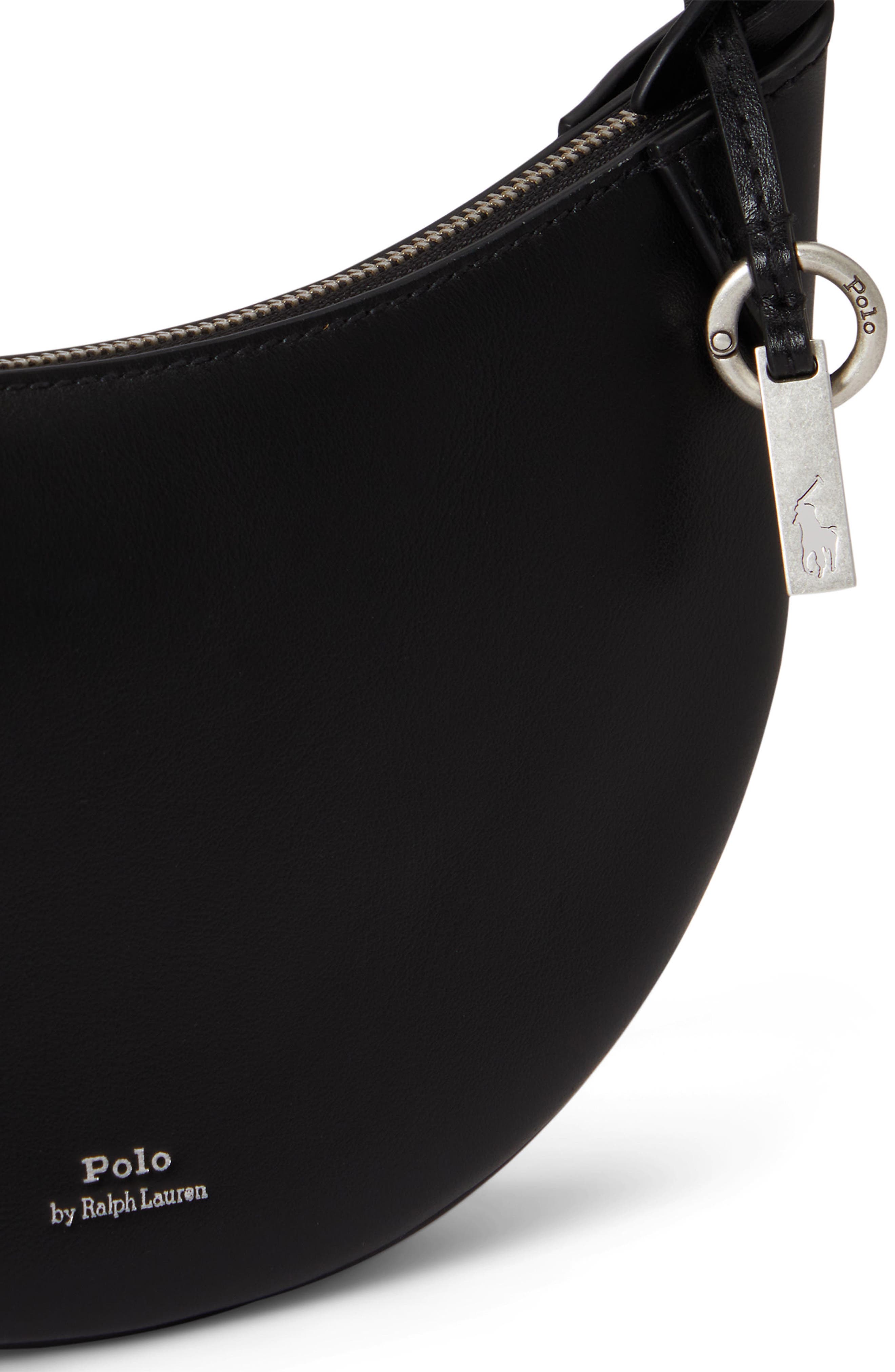Polo Ralph Lauren Polo ID Stud Sport Calf Leather Crossbody Bag, Alternate, color, Black