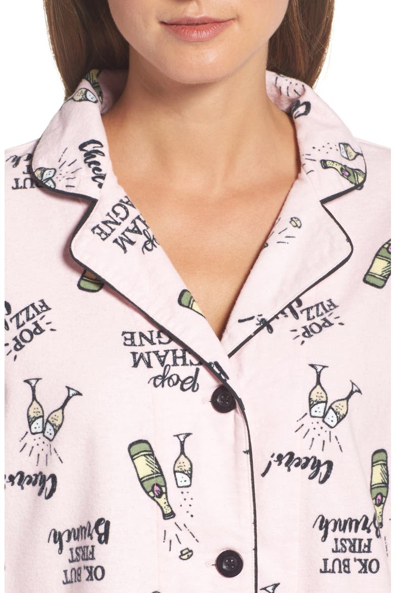 Print Flannel Pajamas, Alternate, color, BLUSH