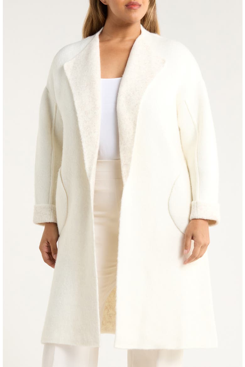 Wing Collar Sweater Coat, Alternate, color, WHITE DOVE HEATHER