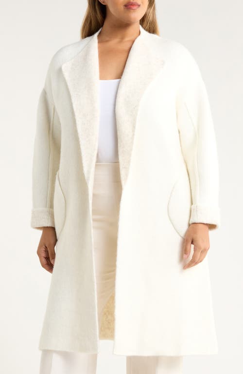 Anne Klein Wing Collar Sweater Coat In White