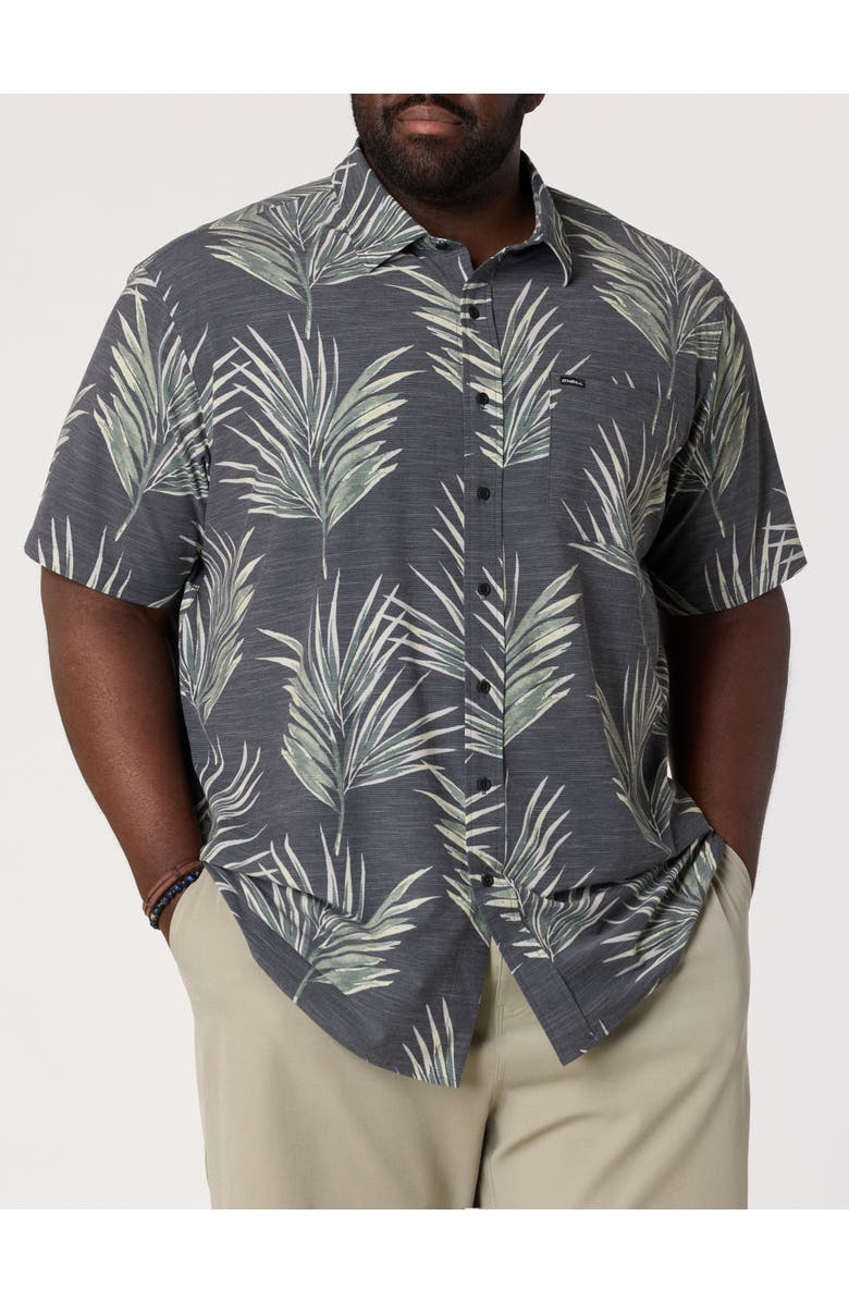 O'Neill Big & Tall Leaf Print Performance Sport Shirt, Main, color, Black
