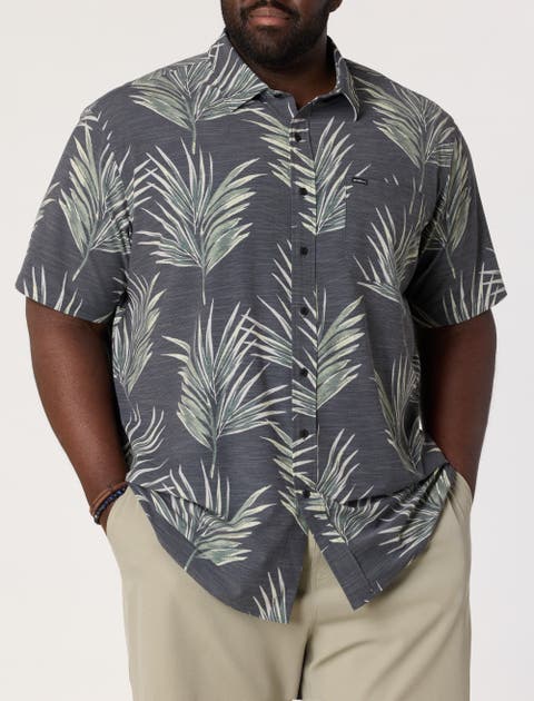 Big & Tall Leaf Print Performance Sport Shirt