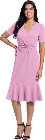 Side Knot Scupa Crepe Flounce Dress