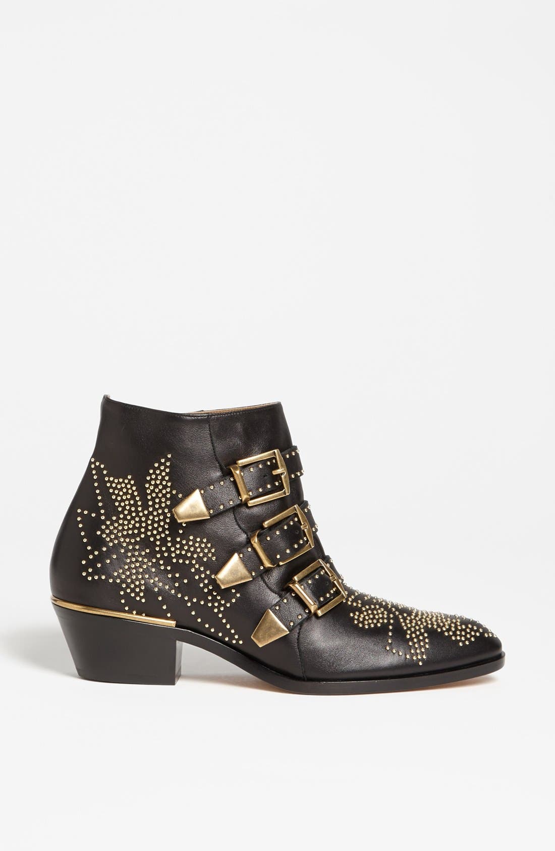 'Susanna' Stud Buckle Bootie, Alternate, color, BLACK/ GOLD