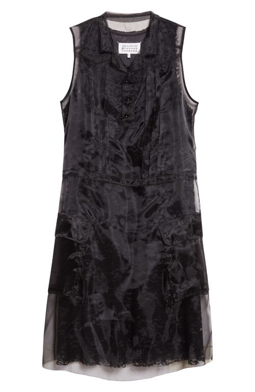 Maison Margiela Sheer Organza Overlay Lace Shirtdress In Multi