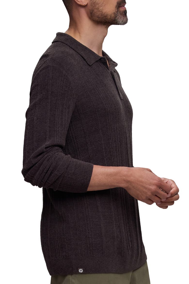 CozyChic Ultra Lite® Long Sleeve Rib Polo, Alternate, color, ESPRESSO