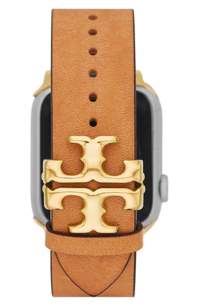 Tory Burch Eleanor Leather 20mm Apple Watch<sup>®</sup> Watchband, Alternate, color, 