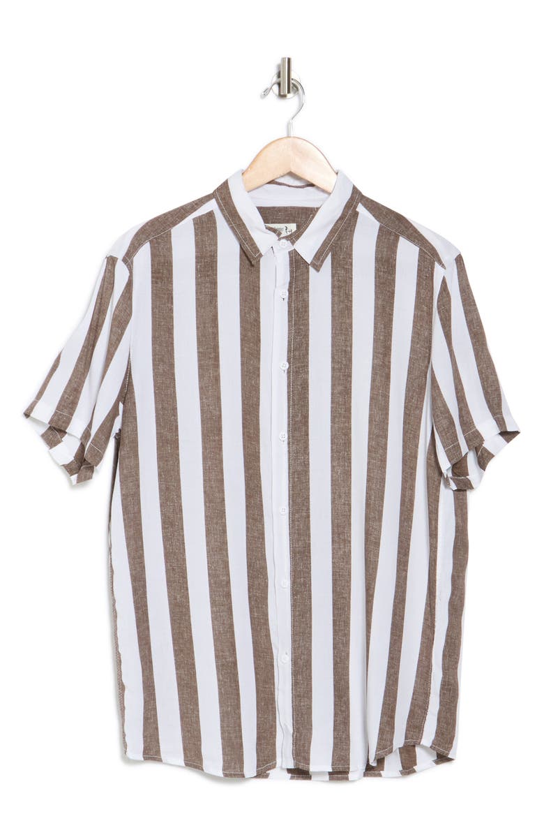 Vintage Summer Short Sleeve Button-Up Shirt, Alternate, color, Brown