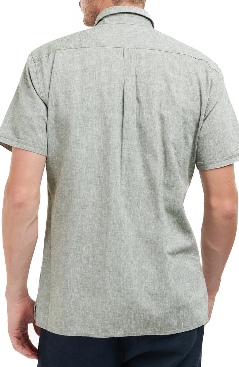 Barbour Nelson Linen & Cotton Button-Up Shirt, Alternate, color, Bleached Olive