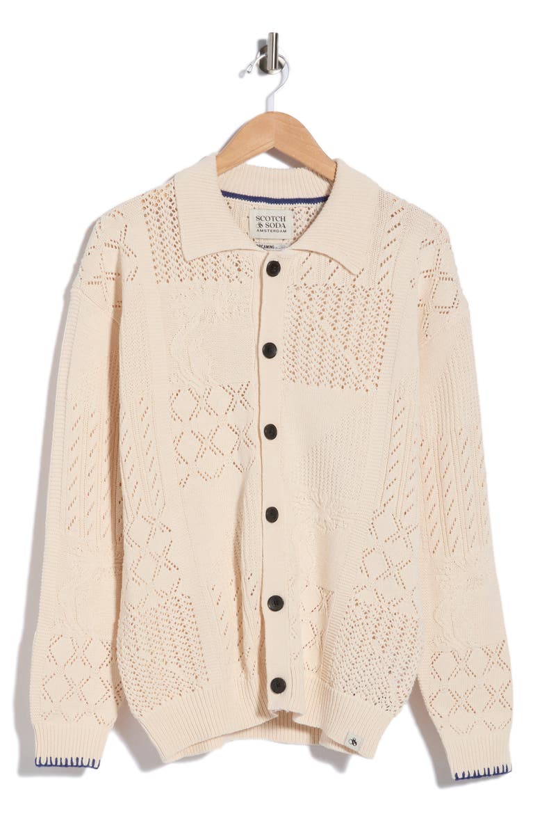 Multi Stitch Knit Cardigan, Main, color, LIGHT BEIGE