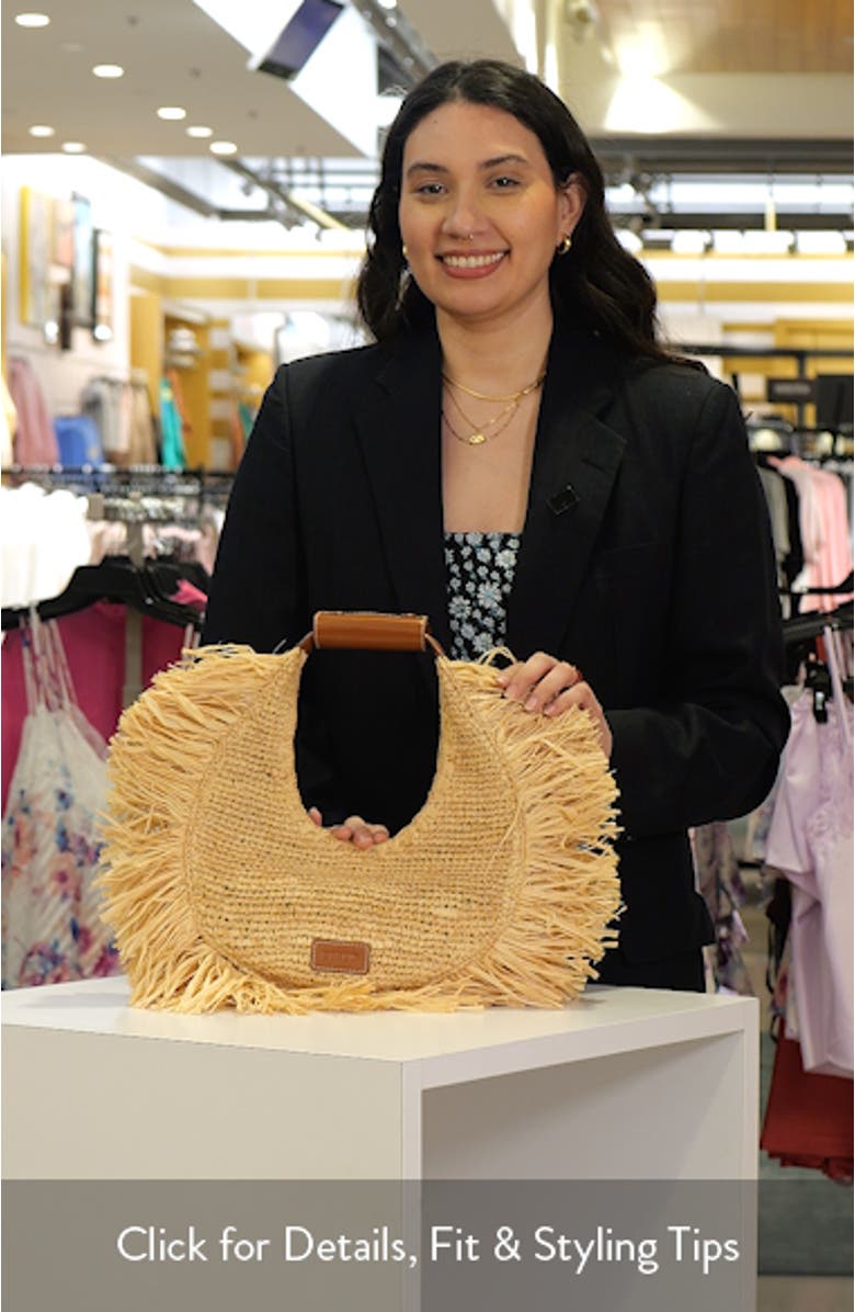 Moon Fringe Raffia Tote, sales video thumbnail