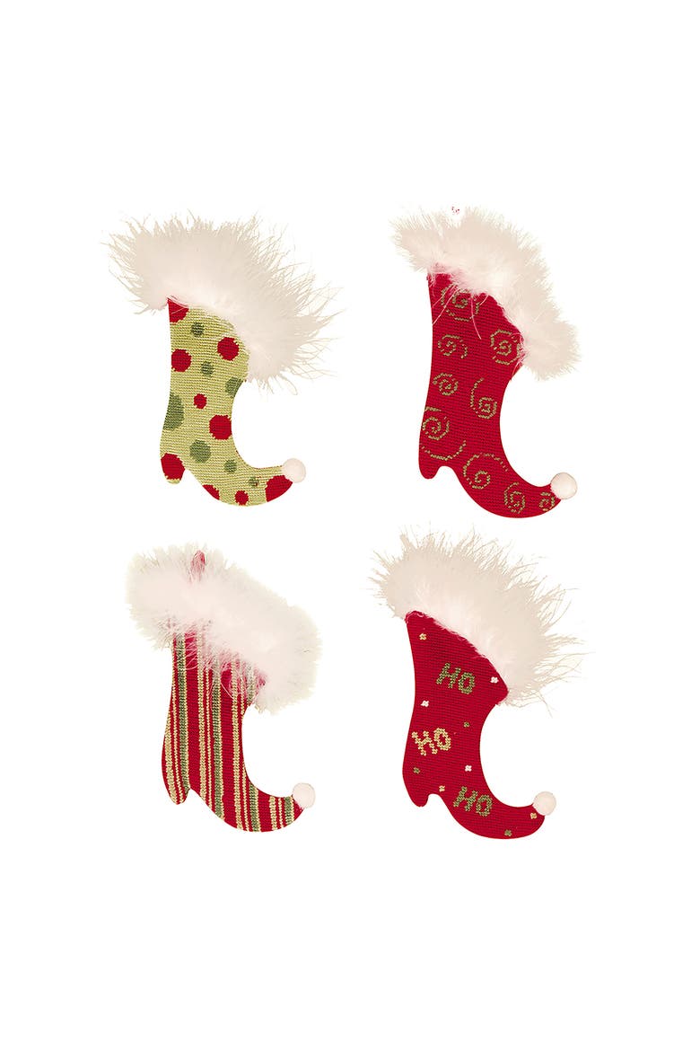Ho Ho Petit Point Mini Stockings Assortment of 4, Main, color, Red
