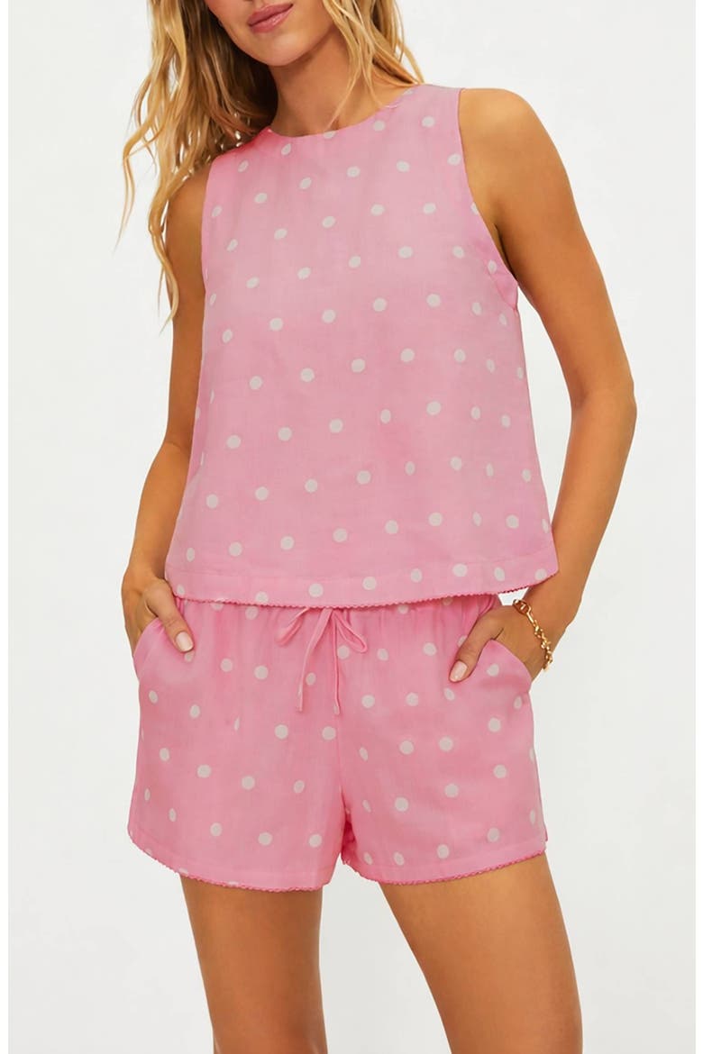 Dollie Polka Dot Sleeveless Cotton & Linen Cover-Up Top, Main, color, PINK / WHITE POLKA DOTS