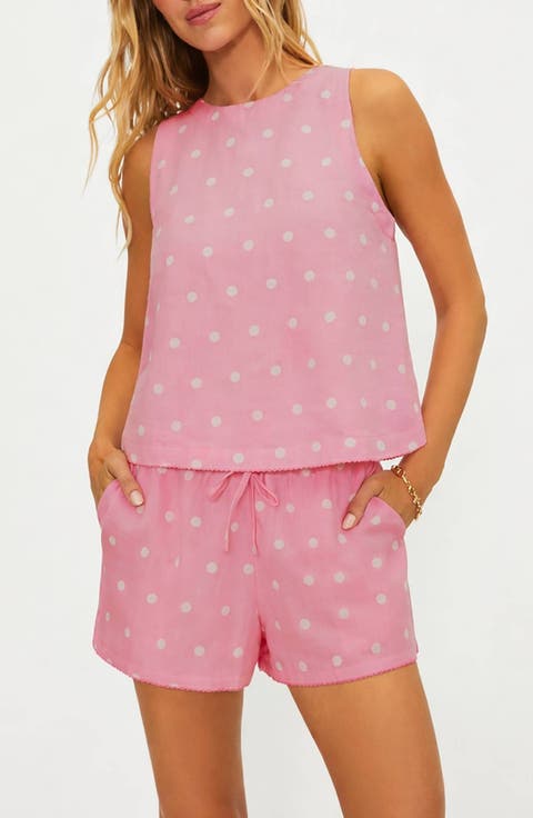 Dollie Polka Dot Sleeveless Cotton & Linen Cover-Up Top