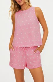 Beach Riot Dollie Polka Dot Sleeveless Cotton & Linen Cover-Up Top