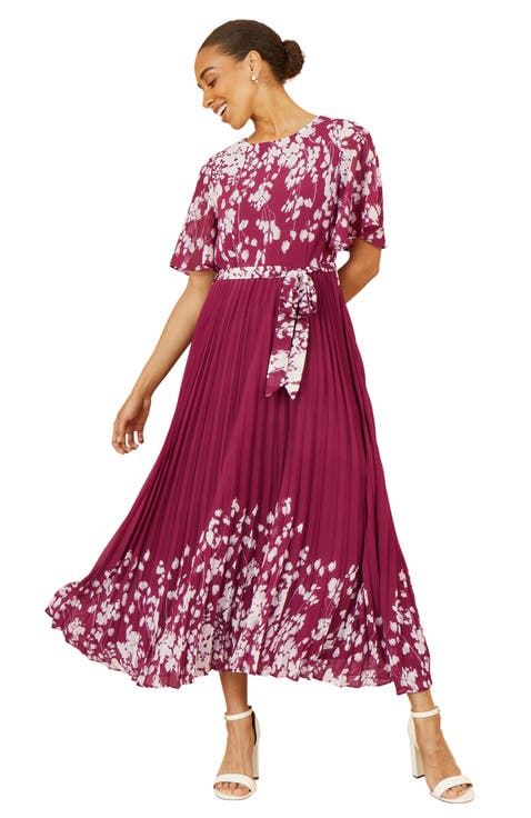 Short Sleeve Pleated Midi Dress