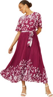 Yumi Short Sleeve Pleated Midi Dress