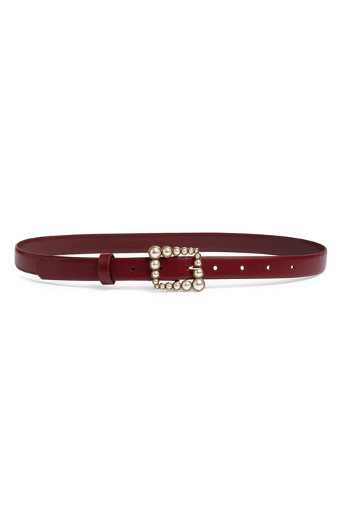 Faux Pearl Buckle Belt