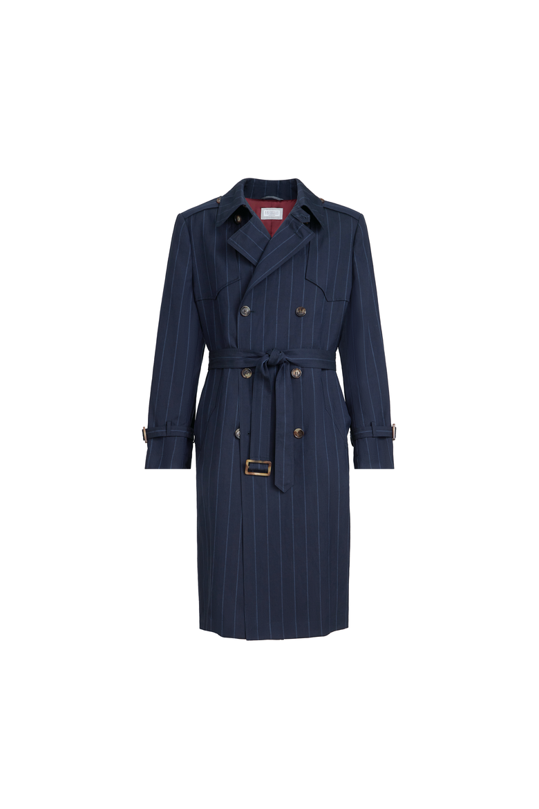 Chalk stripe trench, Alternate, color, Blue