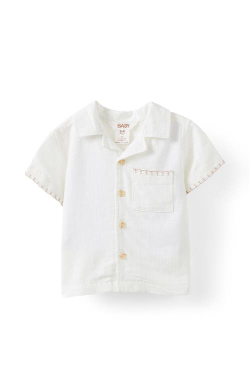 Shop Cotton On Kids Leo Cuban Relaxed Shirt In Vanilla Blanket Stitch