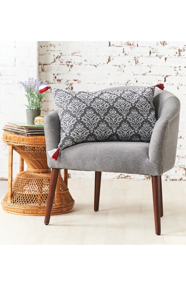 C&F Home Lottie Floral Tasseled Cotton Decorative Throw Pillow, GET, Alternate, color, Black