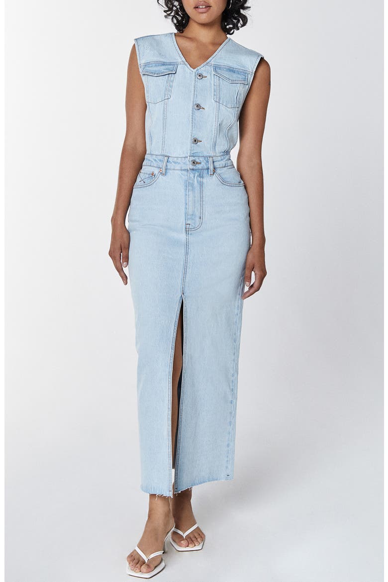 Wyatt Twin Flame Denim Maxi Dress, Main, color, LIGHT BLUE