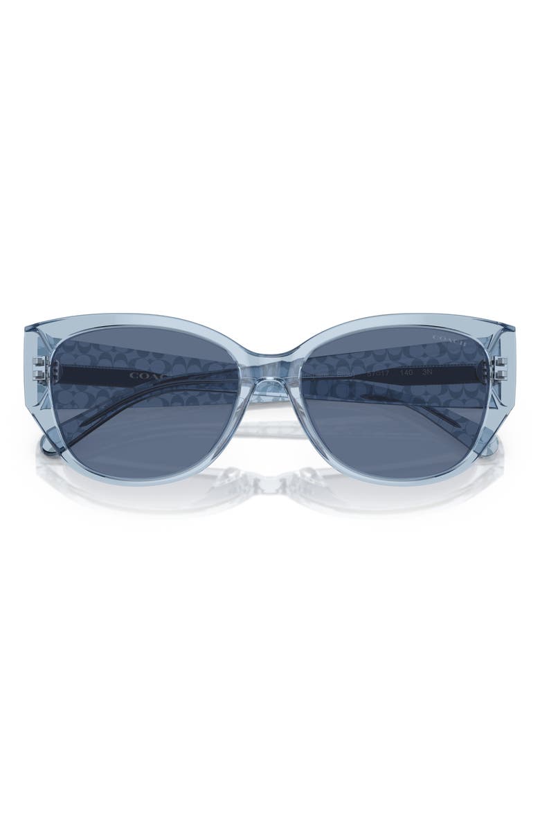COACH 57mm Square Rectangle Sunglasses, Alternate, color, Blue Solid