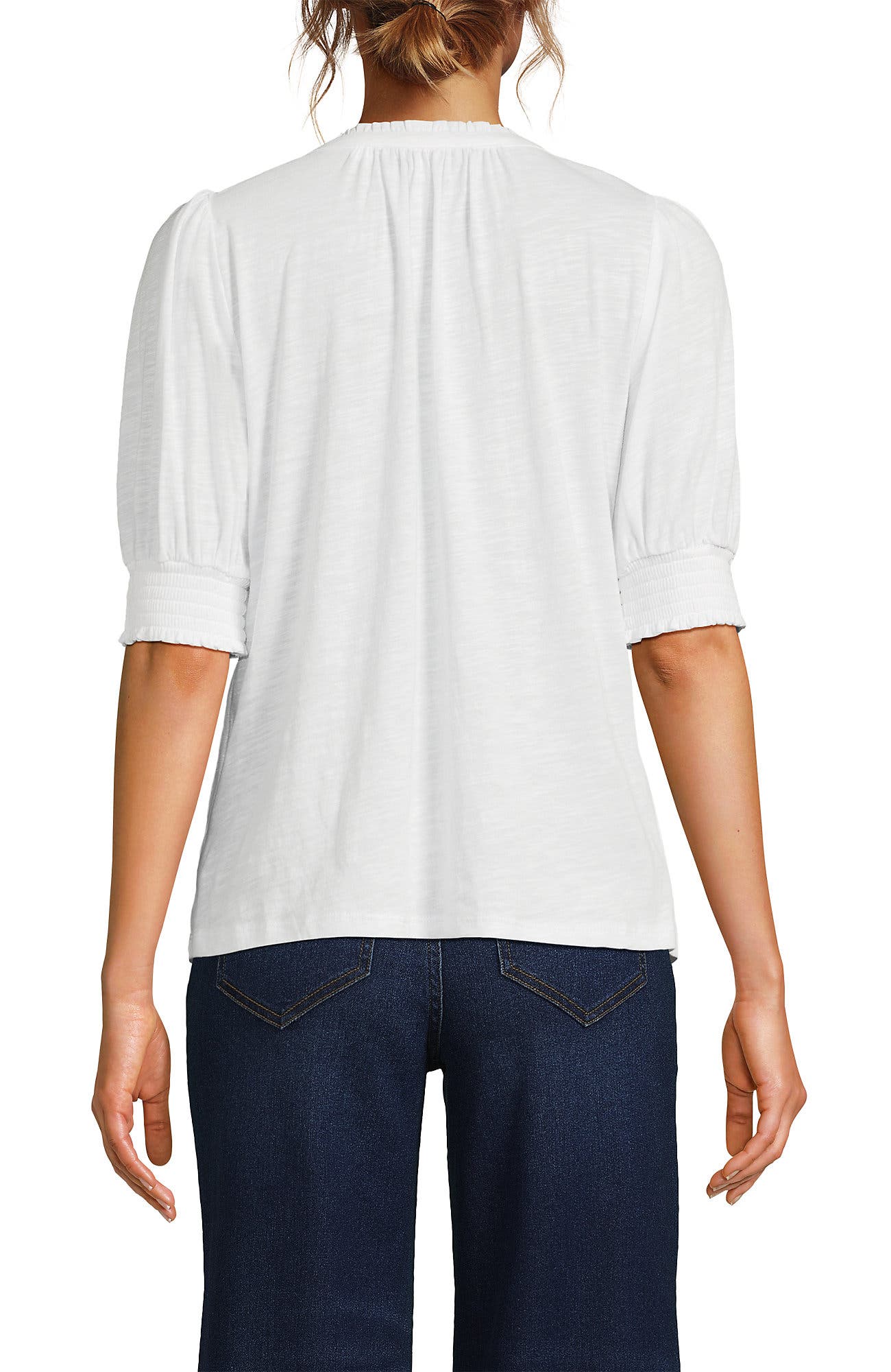 Button Pintuck Puff Sleeve Top - image 2