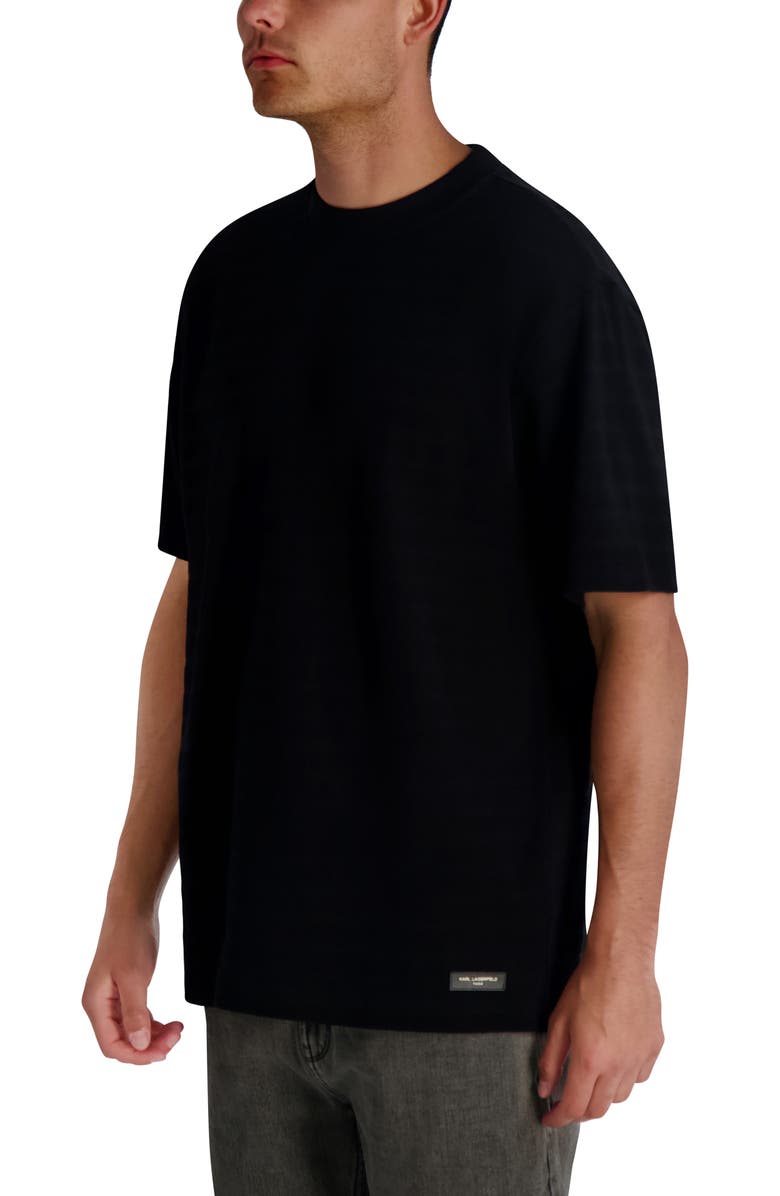KARL LAGERFELD PARIS Textured Cotton T-Shirt, Alternate, color, Black