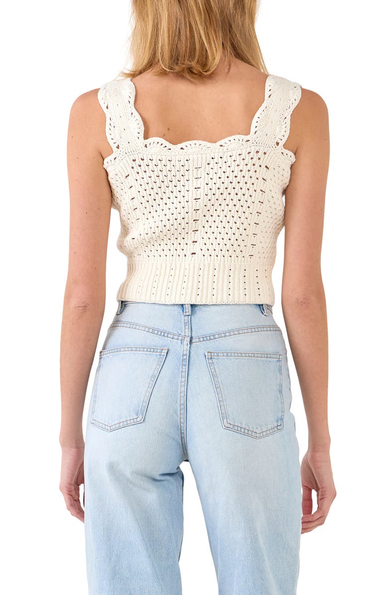 English Factory Scallop Detail Crochet Button Tank, Alternate, color, 