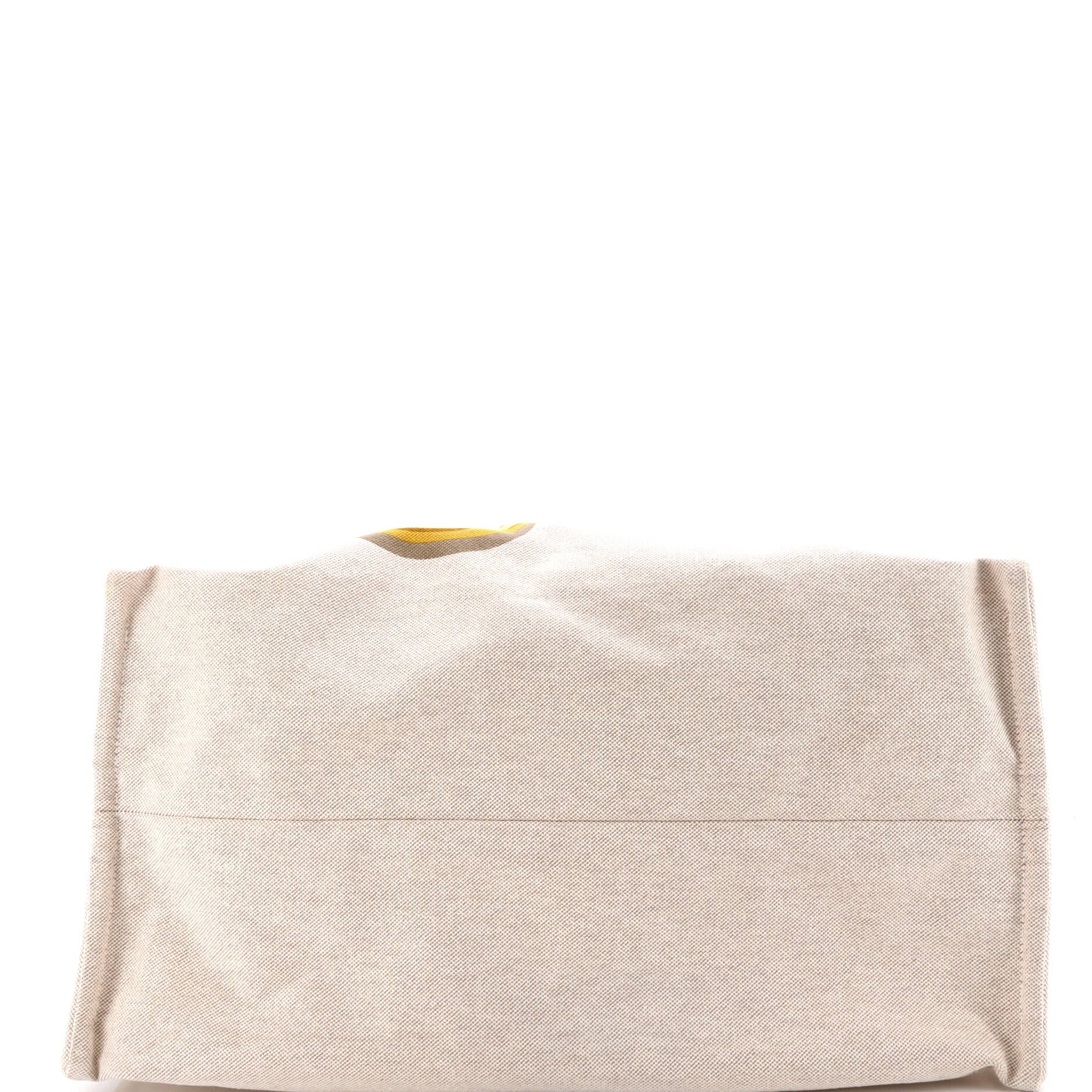 Pre-Owned Hermes La Plage Beach Tote Bag Printed Canvas, Alternate, color, Blue