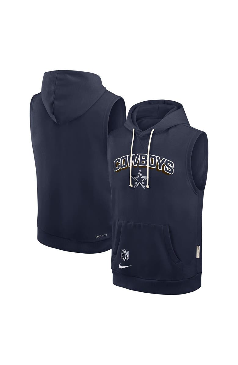 Nike Men's Nike Navy Dallas Cowboys Sideline Performance Sleeveless Pullover Hoodie, Alternate, color, Navy