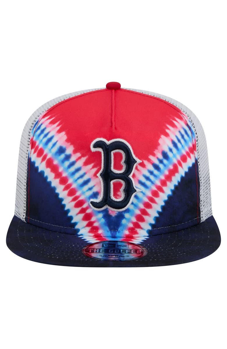 New Era Men's New Era Boston Red Sox Tie-Dye Golfer Trucker Adjustable Hat, Alternate, color, Navy