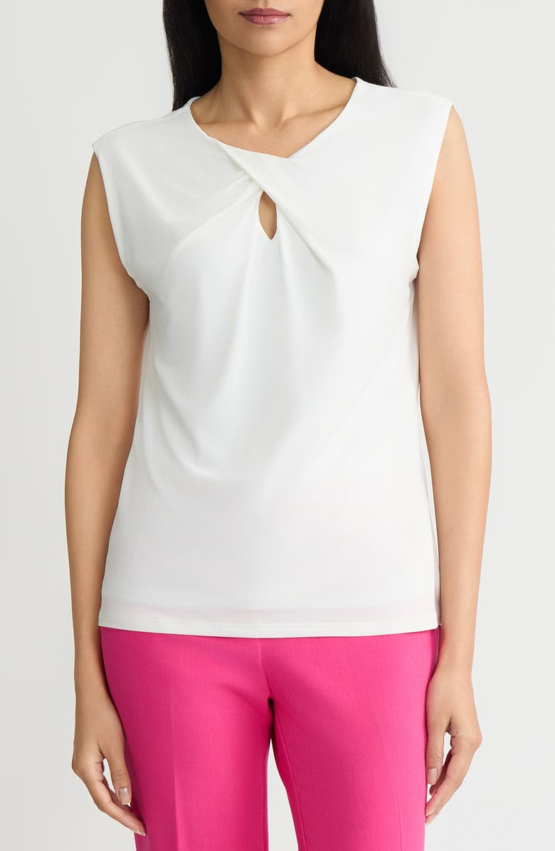 KASPER Keyhole Twist Neck Cap Sleeve Top, Main, color, 