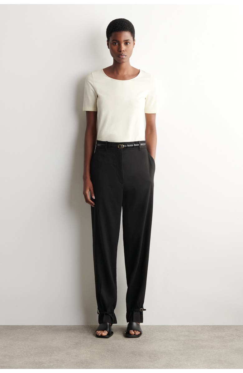COS Slim Scoop-Neck Cotton T-Shirt, Alternate, color, Ivory