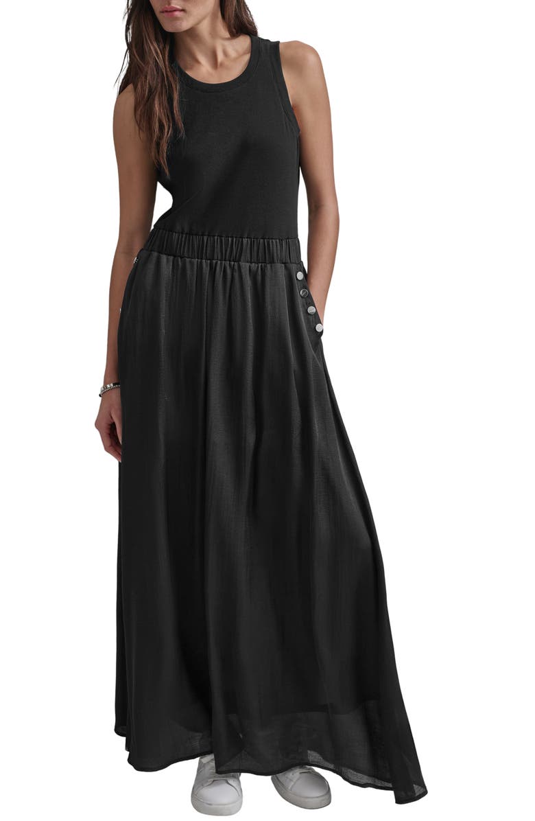 DKNY Mixed Media Maxi Dress, Main, color, 