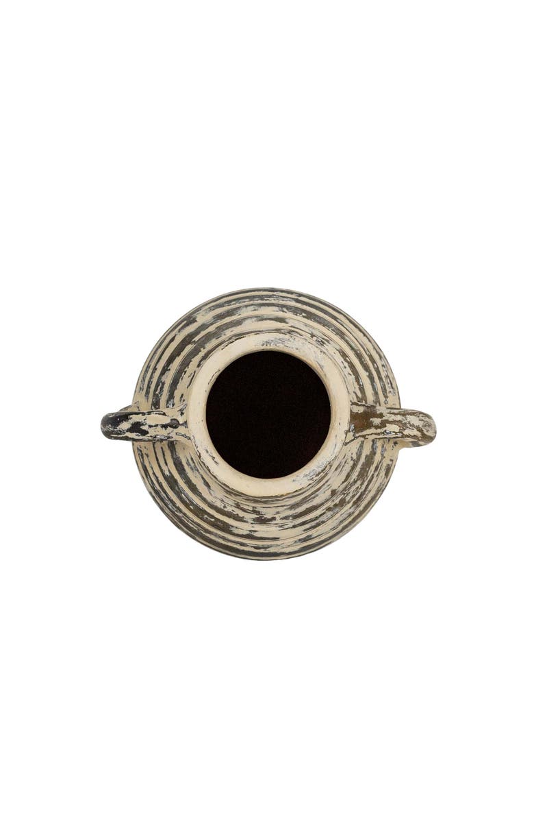 Foreside Home and Garden 7.5" x 6.5" x 8.75" Gideon Sculptural Cream Terracotta Ribbed Vase, Alternate, color, Brown
