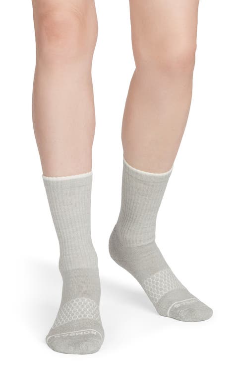 Merino Wool Blend Marled Crew Socks