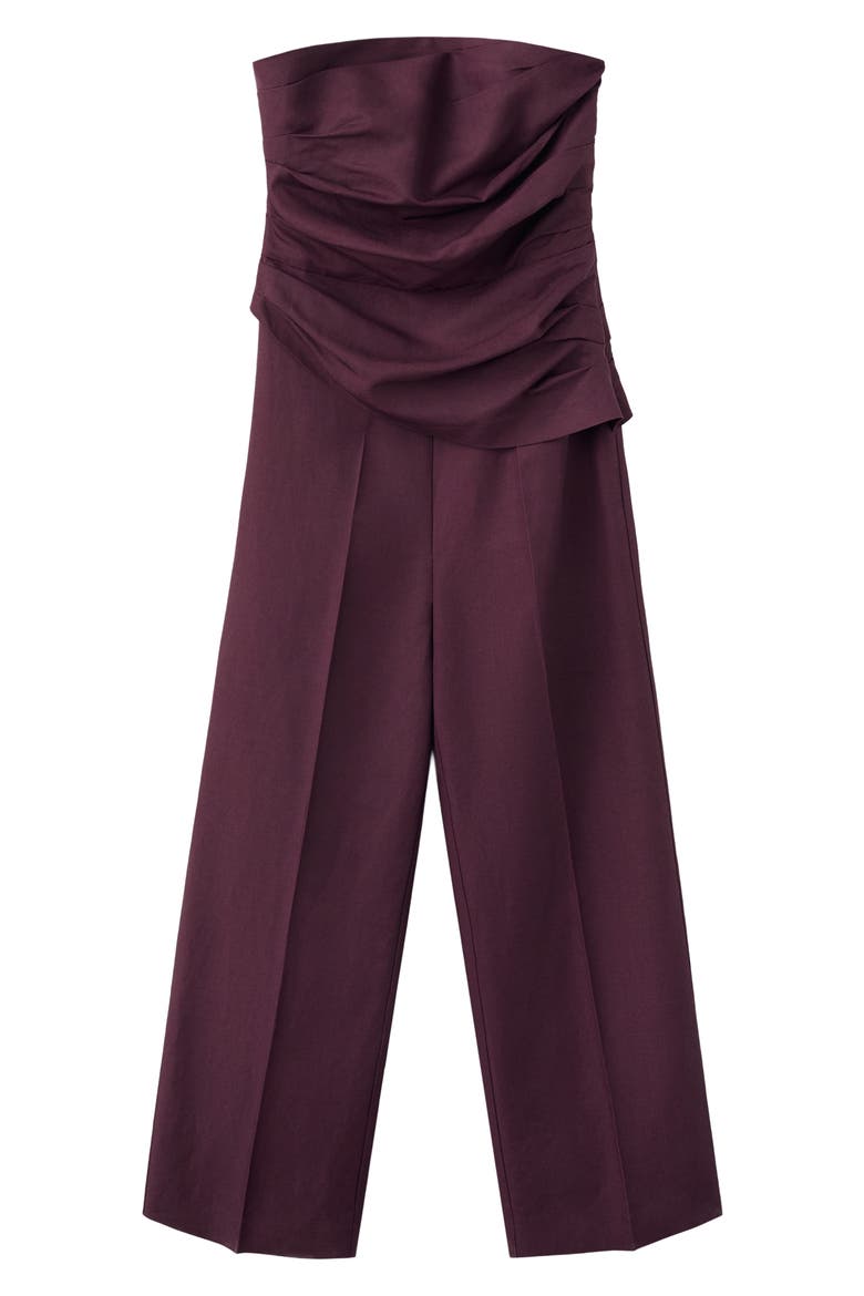 Strapless Jumpsuit, Alternate, color, WINE