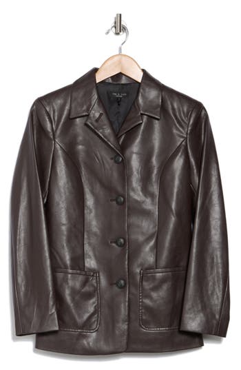 Rag & Bone Drea Faux Leather Blazer In Dark Brown