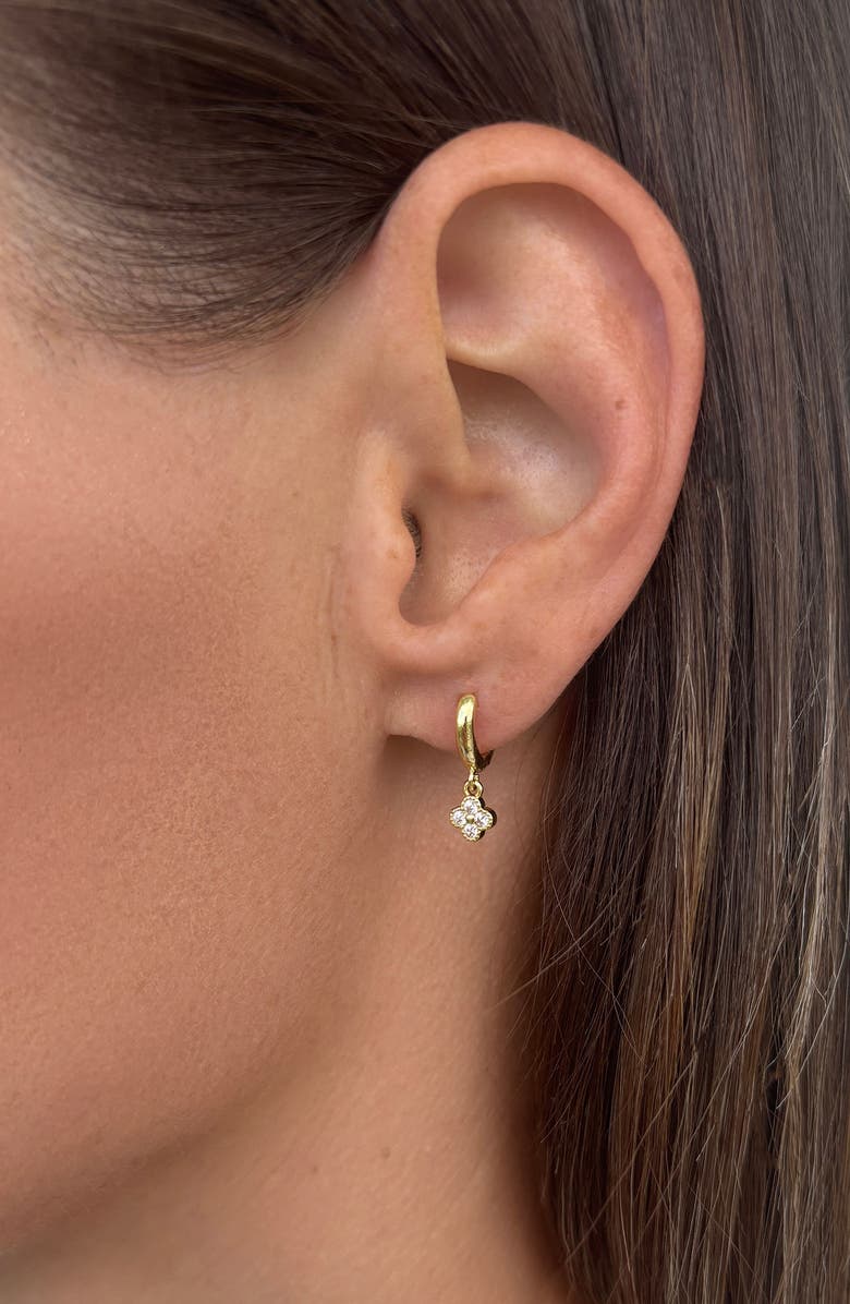 Adornia Mini Cubic Zirconia Clover Drop Earrings, Alternate, color, Gold