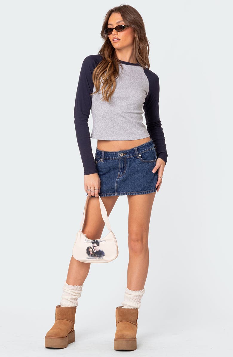 EDIKTED Raya Crop T-Shirt, Alternate, color, Gray Melange