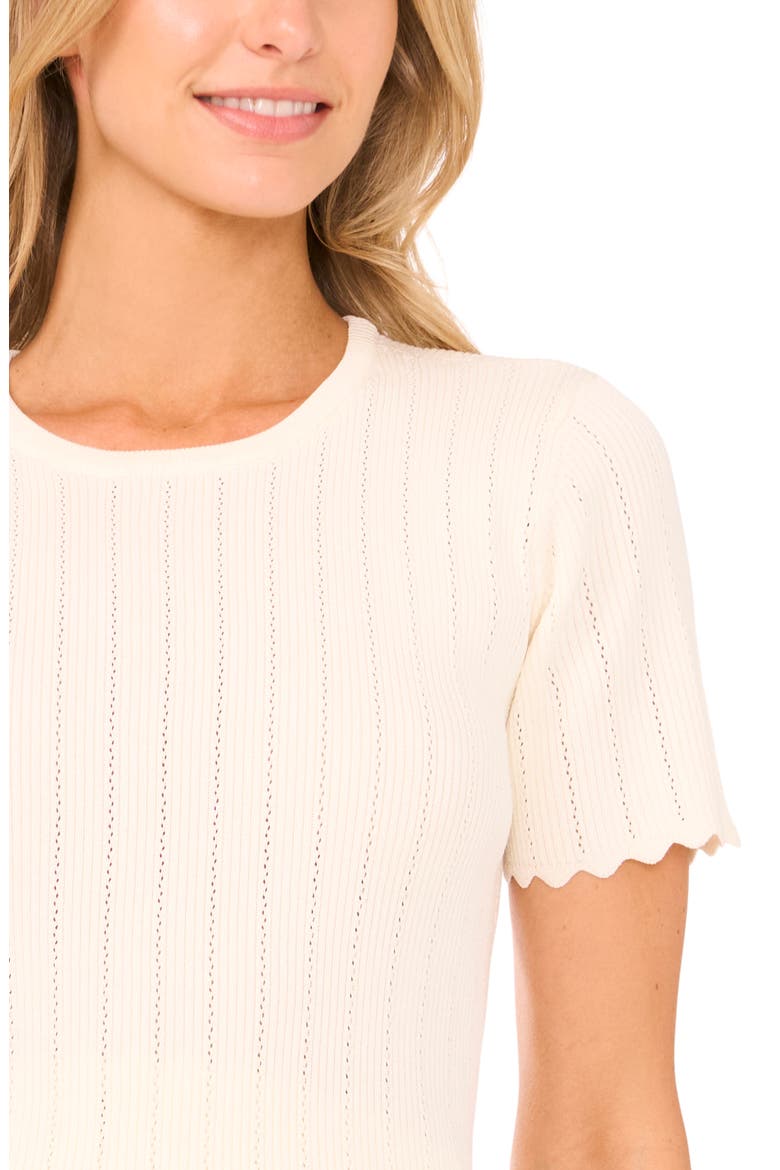 Rib Short Sleeve Sweater, Alternate, color, LIGHT CREAM