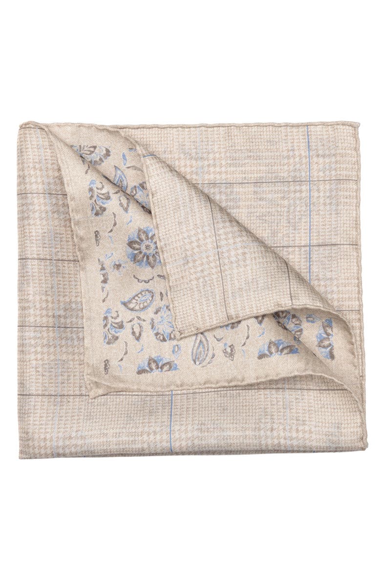 Elizabetta Enzo - Double Sided Silk Pocket Square for Men, Alternate, color, Beige